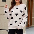 thumbnail image 1 of CALAFEBILA Knit Winter Sweaters for Women Heart Print Crew Neck Valentine's Day Pullover Sweater Fashion Casual Fall Long Sleeve Tops, 1 of 5