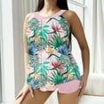 thumbnail image 1 of CALAFEBILA Ladies Swimsuits 2 Piece Modest Tankini Hawaiian Backless Floral Print Bathing Suits, 1 of 4