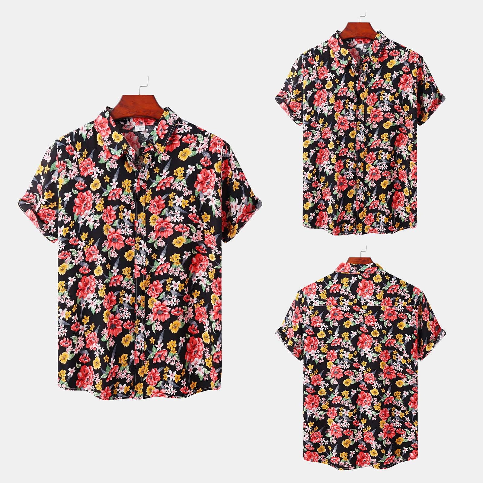 NJNJGO Men's Hawaiian Shirt - Tropical Floral Print, Short Sleeve, Relaxed Fit For Beach & Summer - View #7