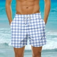 thumbnail image 1 of CALAFEBILA Men's Board Shorts Summer Plaid Print Pool Party Loose Beach Shorts, 1 of 6