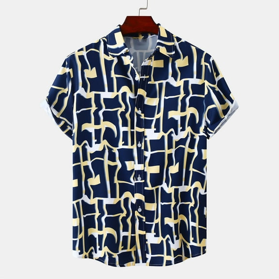 CALAFEBILA Mens Hawaiian Shirts Casual Button Down Tropical Print Short Sleeve Holiday Beach Shirts Loose Fit Summer Mens Tops