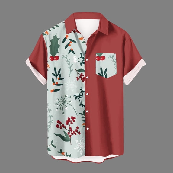 CALAFEBILA Mens Hawaiian Shirts Casual Button Down Tropical Print Short Sleeve Holiday Beach Shirts Loose Fit Summer Mens Tops