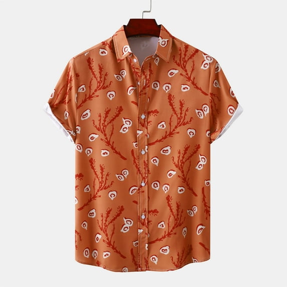 CALAFEBILA Mens Hawaiian Shirts Plus Size Casual Button Down Tropical Print Short Sleeve Holiday Beach Shirts Loose Fit Summer Mens Tops