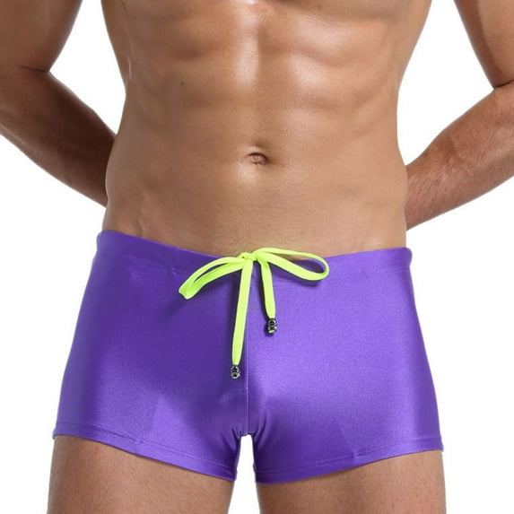 CALAFEBILA Mens Swimsuit Trunks Summer High Stretch Quick Dry Solid Swimming Athletic Swim Shorts