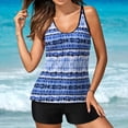 thumbnail image 1 of CALAFEBILA Modest Girls Swimsuit Two Piece Tankini Striped Print Beach Summer Bathing Suits, 1 of 9