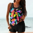 thumbnail image 1 of CALAFEBILA Modest Ladies Swimwear Tankini 2 Piece Tie Dye Pleated Beach Summer Bathing Suits, 1 of 6