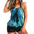 thumbnail image 1 of CALAFEBILA Modest Swimsuit Women Plus Size Tankini 2 Piece Floral Print Pleated Hawaiian Bathing Suit, 1 of 3