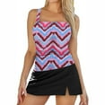 thumbnail image 1 of CALAFEBILA Modest Swimsuit with Shorts Tankini 2 Piece Summer Striped Print Bathing Suits, 1 of 7