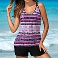 thumbnail image 1 of CALAFEBILA Modest Swimsuits for Girls 2 Piece Tankini Summer Striped Print Beach Bathing Suits, 1 of 9
