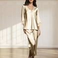 thumbnail image 1 of CALAFEBILA Pj Women Lace Pajamas V-Neck Satin Silk Tops and Pants, 1 of 7