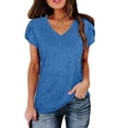 thumbnail image 1 of CALAFEBILA Plus Size Women's Tops Classic Women's Tshirts,Womens Fashion Solid Color T-shirt Summer Short Sleeve V Neck Womens Casual Tops, 1 of 6