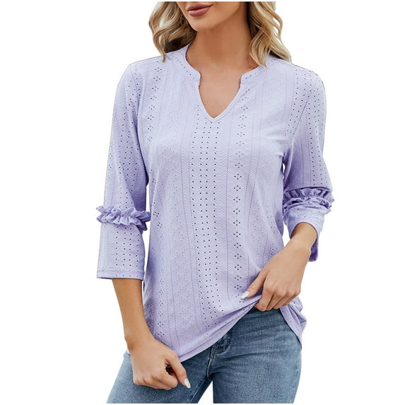 CALAFEBILA Plus Size Womens Blouses Brethable Blouses for Women,Womens Fashion Solid Color Blouse Summer Short Sleeve V Neck Ladies Tops