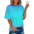 thumbnail image 1 of CALAFEBILA Plus Size Womens Tshirts Plus Size Womens T Shirts Plus Size,Women's Fashion Gradient Shirts Summer Short Sleeve Crew Neck Tunic Women Tops, 1 of 7