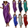 thumbnail image 1 of CALAFEBILA Sexy Pajama Ladies Nightgowns Summer Pajama Long Maxi Silk Sleepwear Smooth Solid Stain Nightgowns for Women, 1 of 7