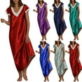 thumbnail image 1 of CALAFEBILA Sexy Pajama Women Long Pajama Nightgowns Summer Sleepwear Maxi Smooth Silk Solid Stain Nightgowns for Women, 1 of 8