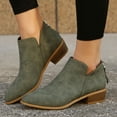 thumbnail image 1 of CALAFEBILA Shoes for Womens Fashion Fall Army Green Fashion Color Boots Chunky Heel Low Heel Pointed Toe Back Zipper Short Boots, 1 of 6