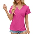 thumbnail image 1 of CALAFEBILA Short Sleeve T Shirts for Women Brethable Ladies T Shirts,Ladies Fashion Solid Color T-shirt Summer Short Sleeve V Neck Women's Tops, 1 of 5