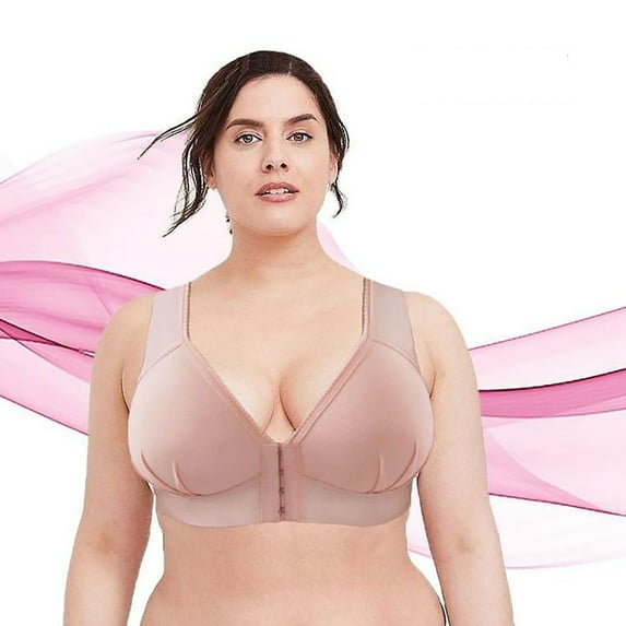 CALAFEBILA Solid Wire Free One-Piece Everyday Plus Size Bras for Women
