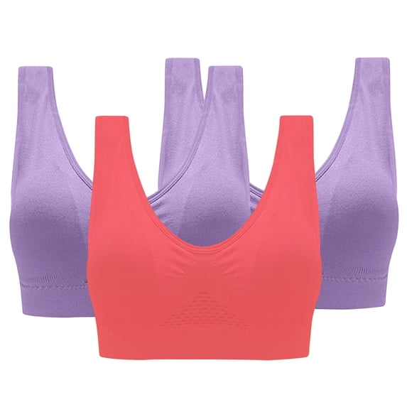 CALAFEBILA Sports Bras for Women 3 Pack Wireless High Impact Push up Yoga Running Bras for Women