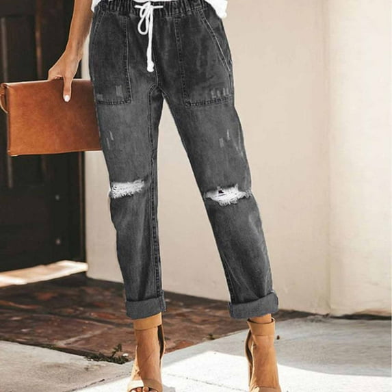 CALAFEBILA Straight Jeans for Women Fashion Full-Length High Waisted Jeans for Women Womens Boyfriend Jeans Denim Trousers Loose Jeans for Women 2025