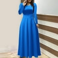 thumbnail image 1 of CALAFEBILA Summer Dresses for Women Long Sleeve Solid Color Maxi Formal Dress Slim Long Dresses for Girls, 1 of 5