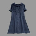 thumbnail image 1 of CALAFEBILA Sun Dresses Women Short Sleeve Hoodies Solid Color Mini Shirt Dress Button Down Cotton Short Dresses for Women 2025, 1 of 5
