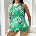 thumbnail image 1 of CALAFEBILA Swimsuit for Women 2025 Two Piece Tankini Modest Hawaiian Backless Floral Print Bathing Suit, 1 of 4