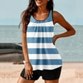 thumbnail image 1 of CALAFEBILA Swimwear Women 2 Piece Tankini Modest Beach Striped Print Pleated Summer Bathing Suits, 1 of 6