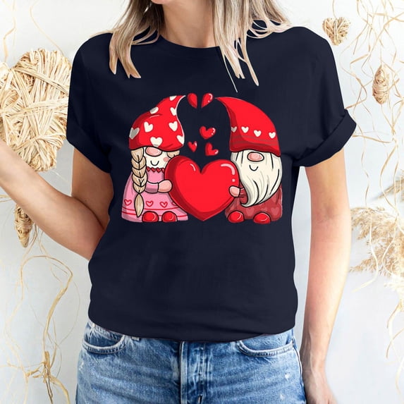 CALAFEBILA T Shirts for Women Plus Size Valentines Day Shirts for Women,Lady Fashion Casual Short Sleeve Crew Neck Sweetheart Print T-shirts Valentine Gifts for Girlfriend Tops