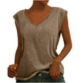 thumbnail image 1 of CALAFEBILA T Shirts for Women Cap Sleeve Womens Tank Tops,Ladies Fashion Solid Color Vest Summer Sleeveless V Neck Cap Sleeve Ladies Tops, 1 of 8