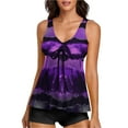 thumbnail image 1 of CALAFEBILA Tankini Womens Swimwear Modest 2 Piece Floral Print Summer Pleated Bathing Suits, 1 of 2