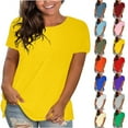 thumbnail image 1 of CALAFEBILA Tops for Women 2024 Plus Size Plus Size Women's Tops,Women Fashion Solid Color T-shirt Summer Short Sleeve Crew Neck Women Tops, 1 of 6