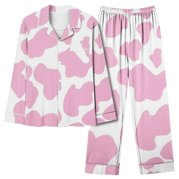 CALAFEBILA Two Piece Pajamas for Women Button Down Pjs for Women Nightgown Notch Collar Tie Dye Tops with Pocket and Pants