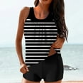 thumbnail image 1 of CALAFEBILA Two Piece Swimsuit Women Plus Size Tankini Modest Pleated Striped Print Bathing Suit, 1 of 6