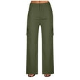 thumbnail image 1 of CALAFEBILA Vintage Cargo Pants Womens Straight Leg Baggy High Waist Pants Women Workwear Loose Fit Trousers Pockets, 1 of 6