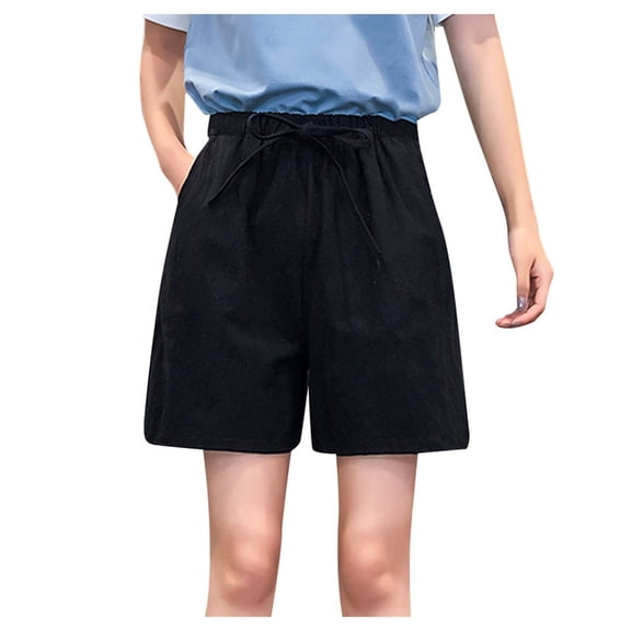 CALAFEBILA Wide Leg Cargo Shorts for Women Solid Flat Front Shorts Casual Women Summer Shorts with Pockets