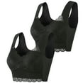 thumbnail image 1 of CALAFEBILA Wireless Bralette for Women Casual 2-Pack Plus Size Strap Bralette Sexy Push up Bra Unpadded Bra Lace Bra Full Cup Bra Everyday Bra Underwear, 1 of 8