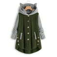 thumbnail image 1 of CALAFEBILA Women Button Coat Patchworl Tops Hooded Pullover Loose Sweater Blouse Plus Size, 1 of 6
