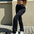thumbnail image 1 of CALAFEBILA Women Cargo Pants High Waist Streetwear Straight Leg Jogger Pants for Women Workout Stretchy Waist Loose Fit Trousers 4 Pockets, 1 of 7