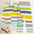 thumbnail image 1 of CALAFEBILA Women Set Button Down Pjs for Women Pajamas Notch Collar Striped Tops with Pocket and Pants, 1 of 3