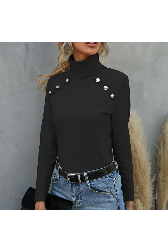 Women Turtleneck Sweater,Juniors Fall Long Sleeve Knitted Solid Color Pearl Slim Casual Versatile Jumper Tops