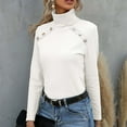 thumbnail image 1 of CALAFEBILA Women Turtleneck Sweater,Juniors Fall Long Sleeve Knitted Solid Color Pearl Slim Casual Versatile Pullover Sweater, 1 of 7