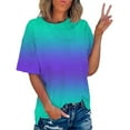 thumbnail image 1 of CALAFEBILA Women's Blouses Plus Size Ladies T Shirt,Women Fashion Gradient Shirts Summer Short Sleeve Crew Neck Tunic Tops for Women, 1 of 7