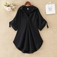 thumbnail image 1 of CALAFEBILA Women's T Shirts Lapel Summer Blouses for Women,Women's Fashion Solid Color Blouse Summer Short Sleeve Chiffon Tops for Women 2024, 1 of 7