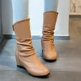 thumbnail image 1 of CALAFEBILA Womens Casual Shoes Brown Fold-Over More Wear High-Heeled High-Heeled Short, 1 of 8