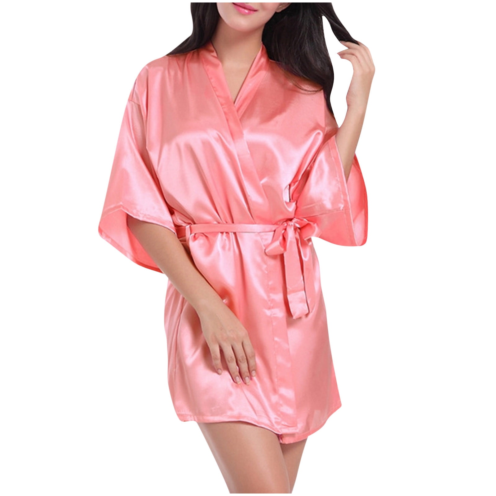 Women's long sleeve sexy silk pajamas Plus Size Lingere