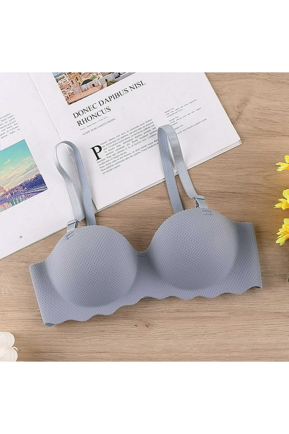 Womens Plus Size Bras Everyday Blue Push-up No Underwire Comfortable Unpadded Half Cup Sleep Balconette Underwear,L