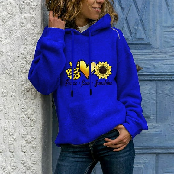 CALAFEBILA Womens Pullover Hoodies 2025 Casual Fall Winter Long-Sleeved Pullover Print Round Neck Hoodie Sweatshirts for Women Loose Fit