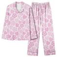 thumbnail image 1 of CALAFEBILA Womens Sets Womens Button Down Pajama Sets Valentine Day Loungewear Notch Collar Floral Print Tops with Pocket and Pants, 1 of 4
