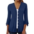 thumbnail image 1 of CALAFEBILA Womens Single-Breasted Lightweight Front Open Solid Sweater Outwear Soft 3/4 Puff Sleeve Cardigan for Women 2025, 1 of 3